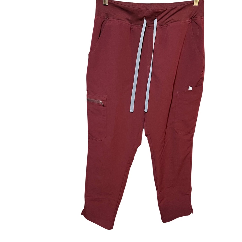 FIGS HW Yola High Waisted Skinny Cargo Scrub Pants Maroon L/P W22SW2013P